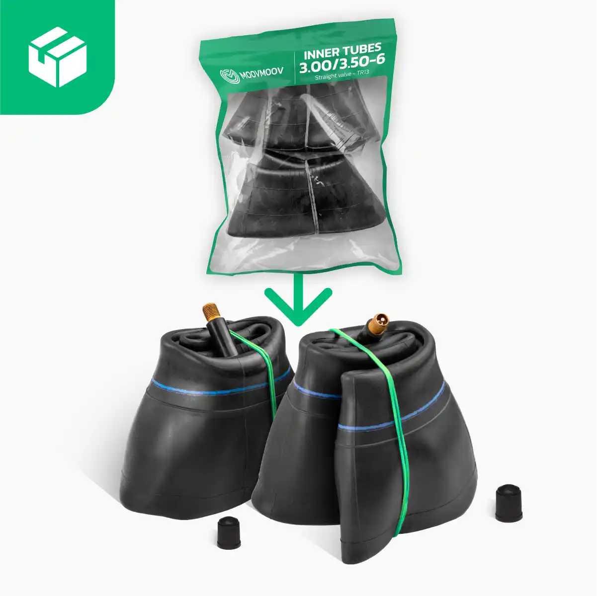 2 inner tubes trolley 3.50-6 straight valve