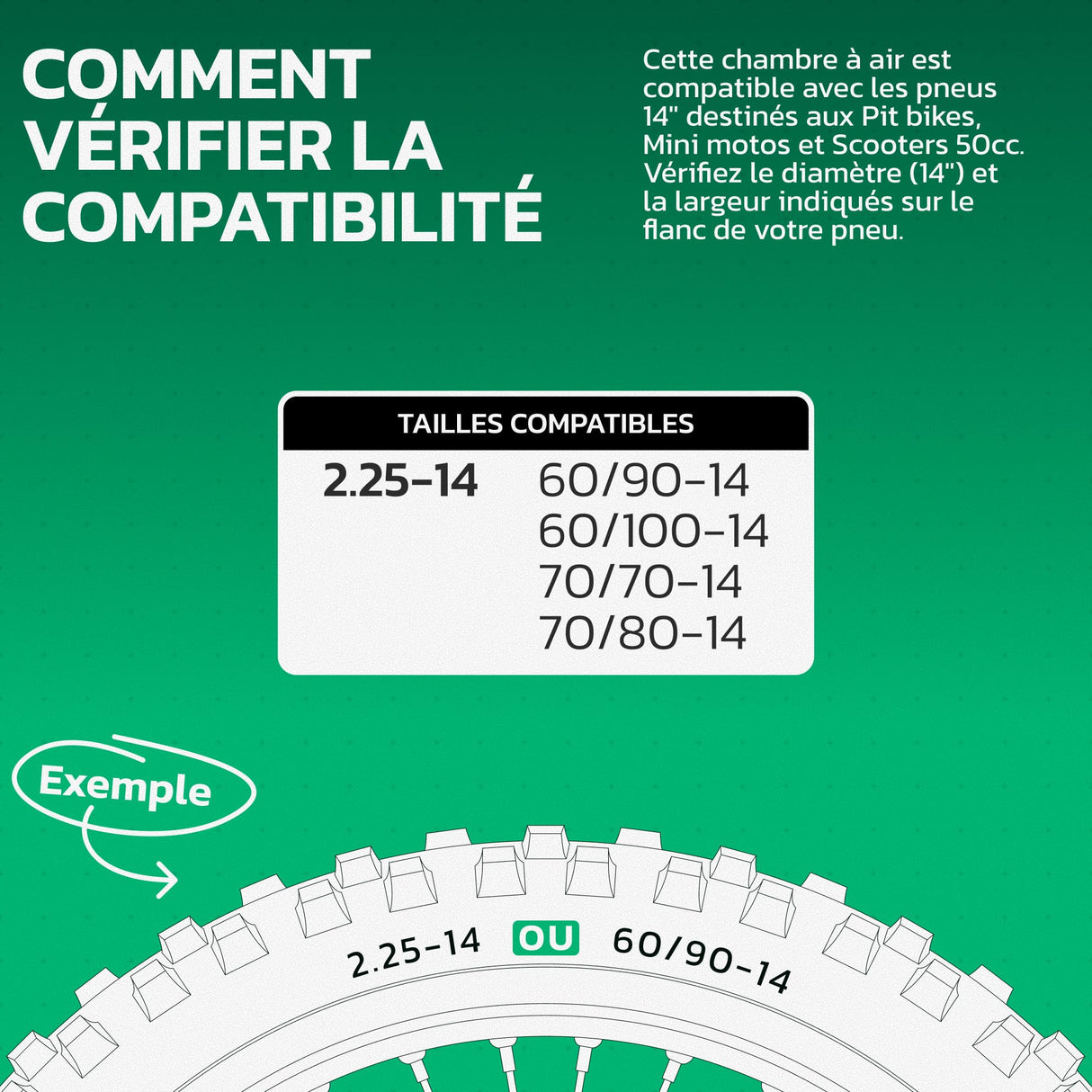 Chambre à air 2.25-14 valve droite (TR4)