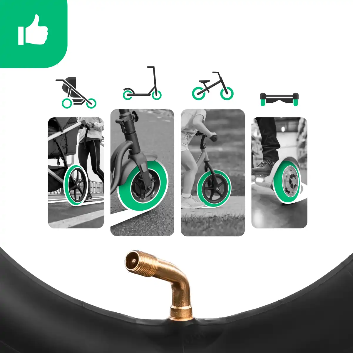 Inner tube 10x2.125 bent valve 60 50 pushchair