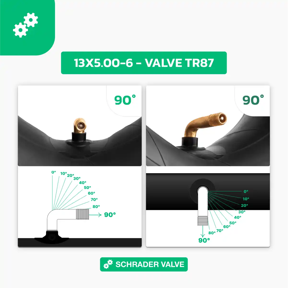 Inner tube 13 x 5 00 6 bent valve quad