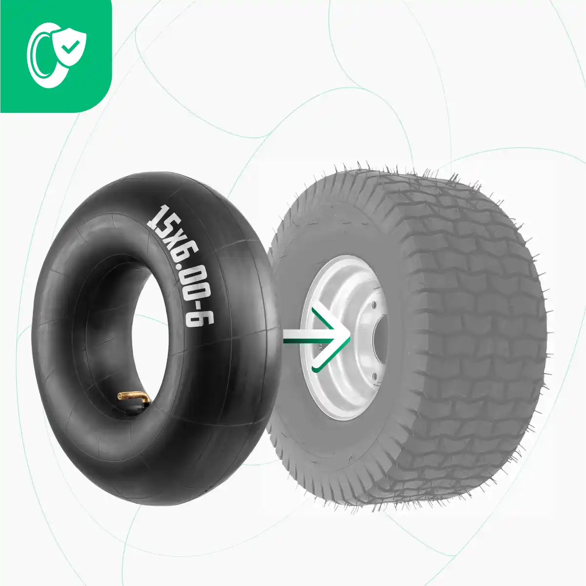 Inner tube 15x6.00-6 lawn mower angled valve