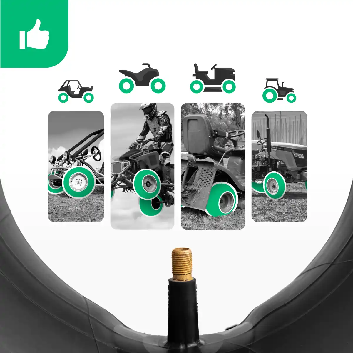 Inner tube 16x6.50-8 quad straight valve