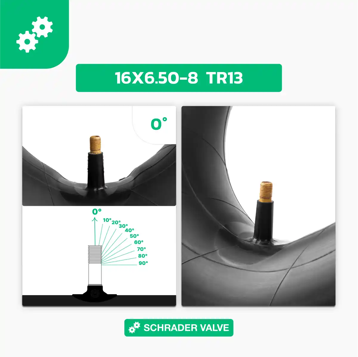 Inner tube 16x6.50-8 tractor straight valve