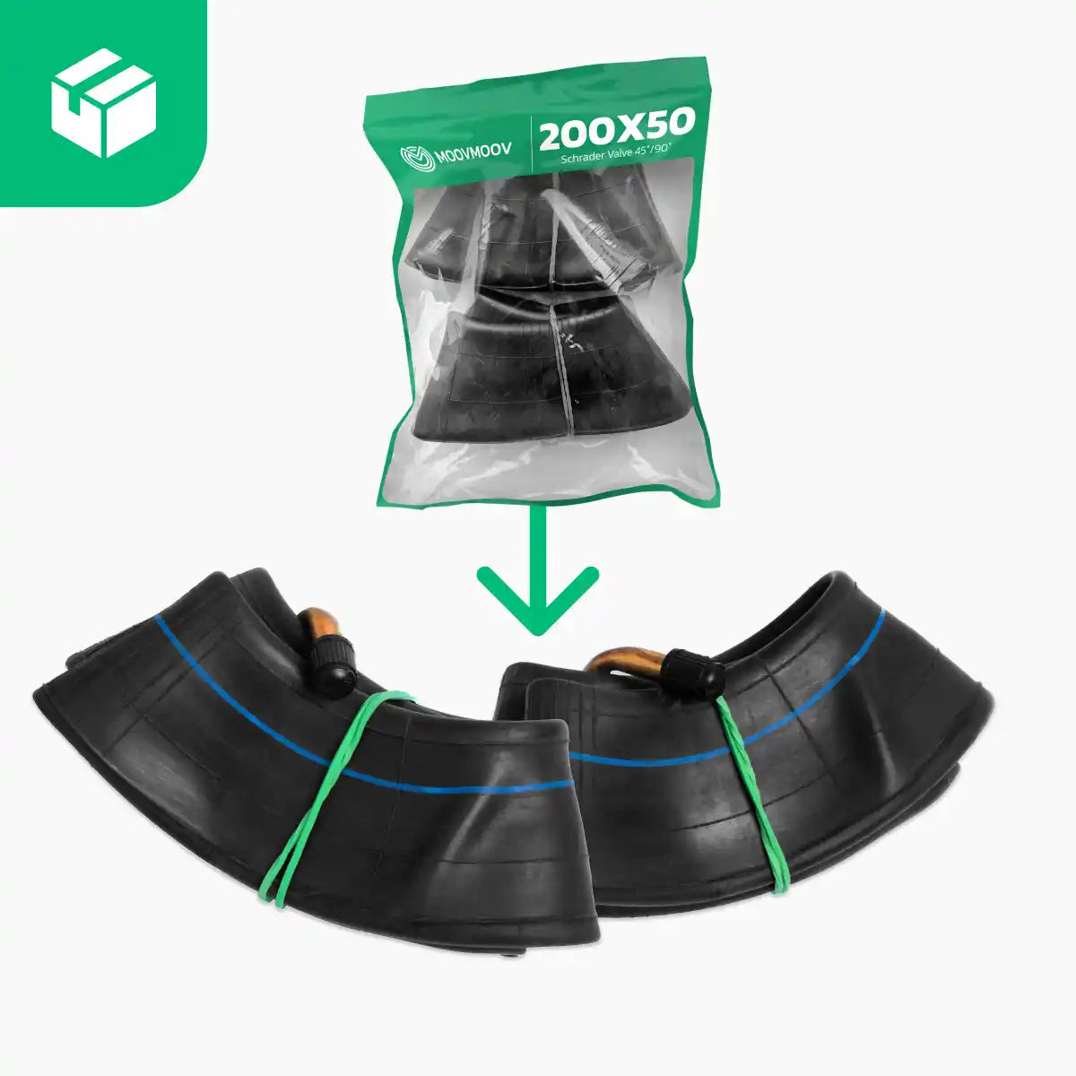 Inner tube 200 x 50 scooter bent valve 90/45