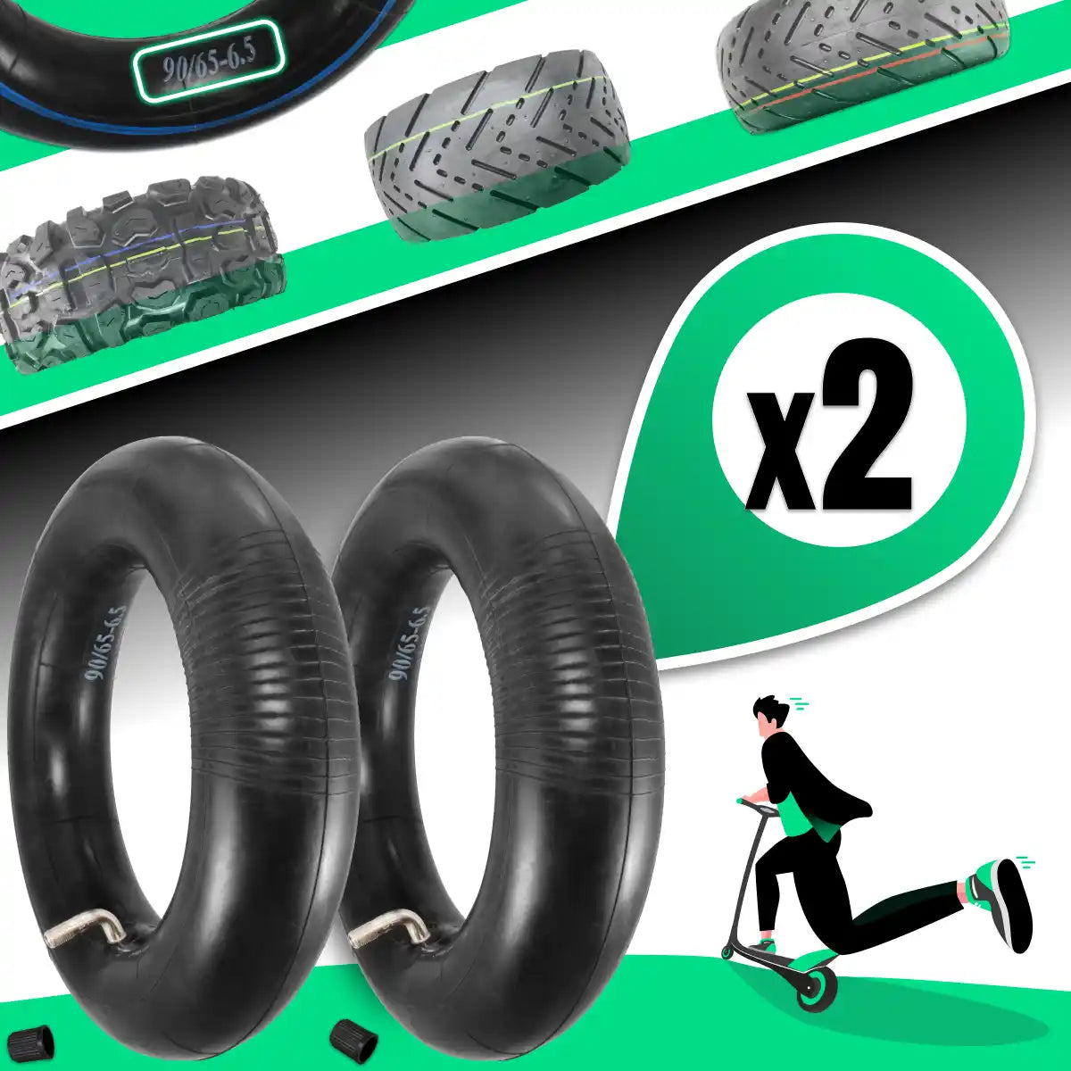 Inner tube 90/65-6.5 electric scooter bent valve