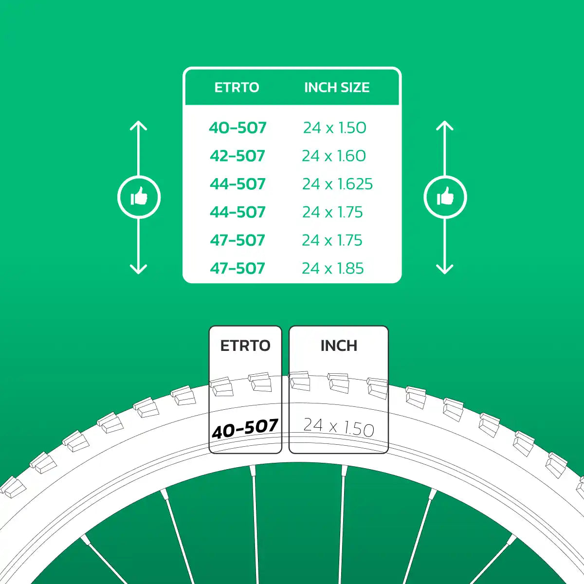Inner tube compatible 24x1.50 > 1.85