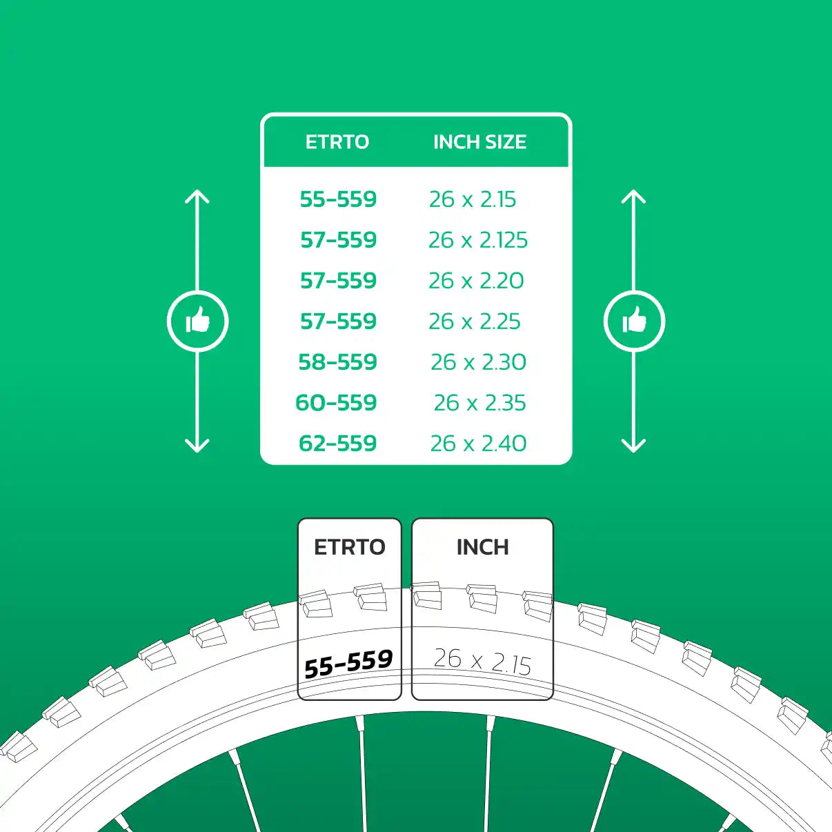 Inner tube compatible 26x2.15 > 2.40 presta valve