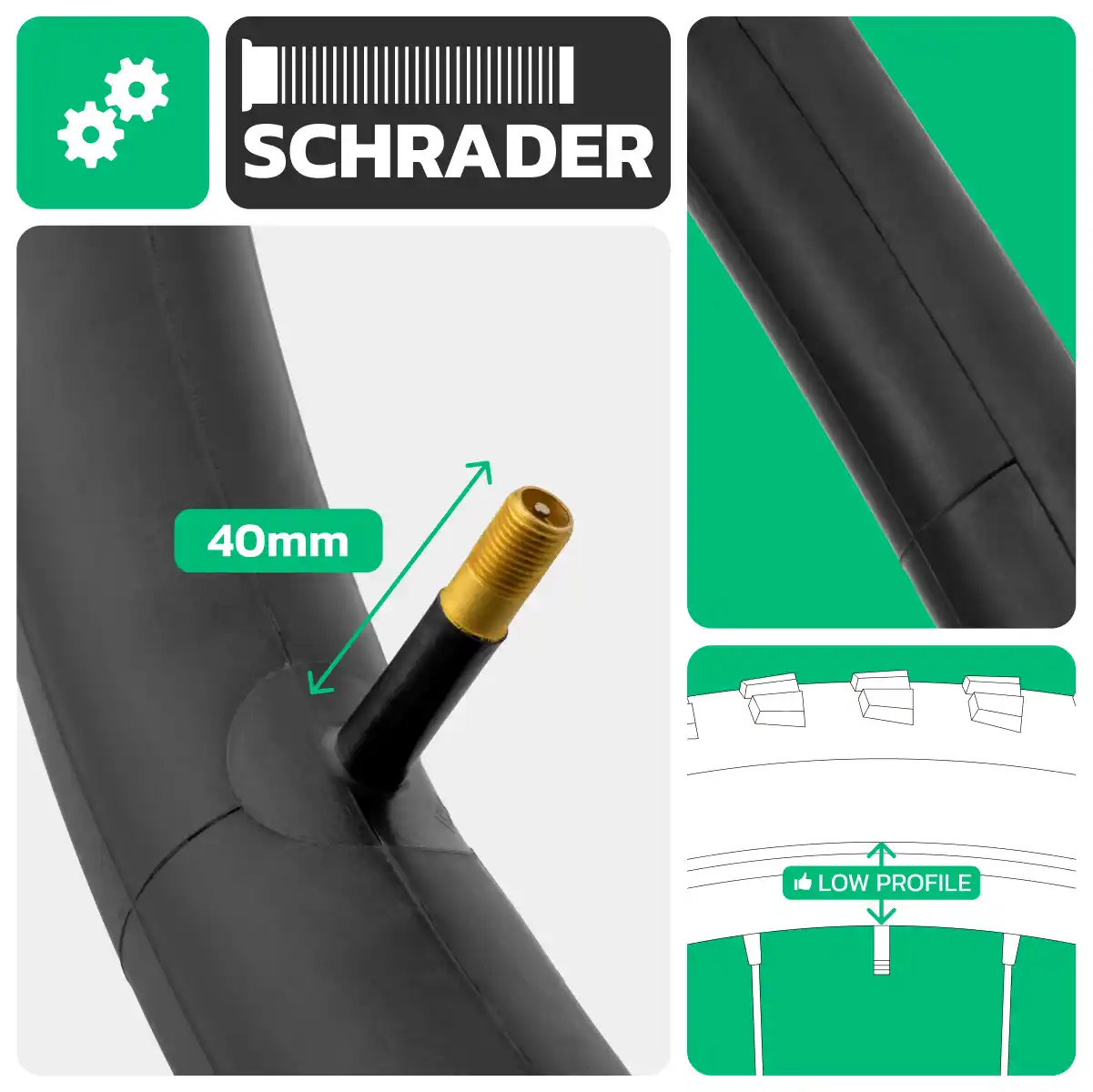 Inner tube for bike 24x1.90 > 2.40 schrader valve 40mm