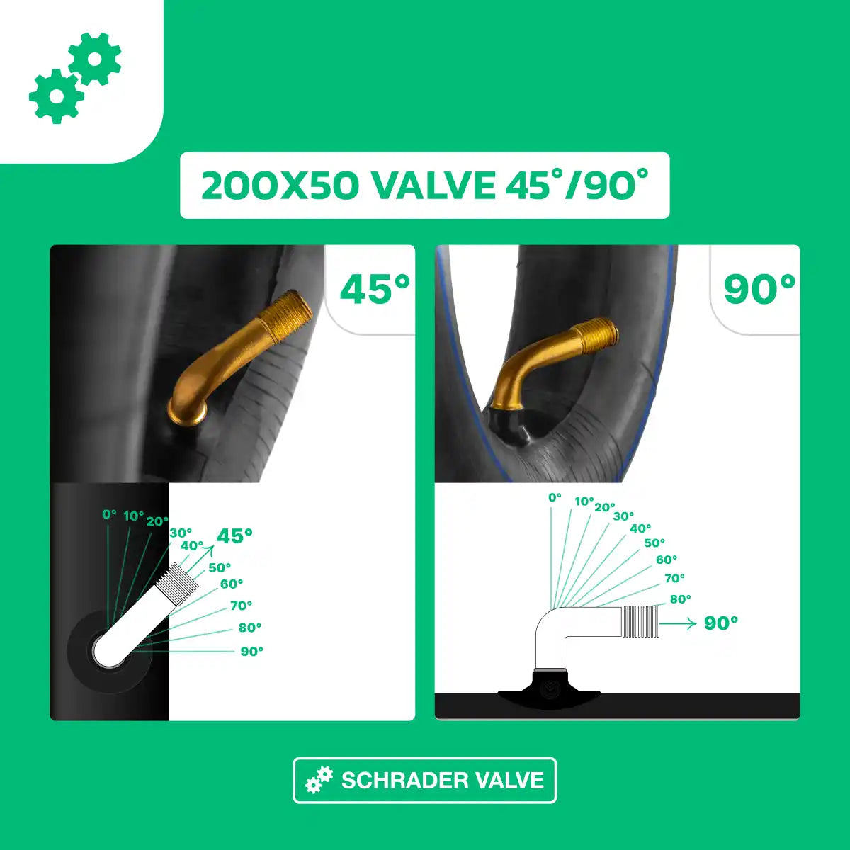 Electric scooter inner tube bent valve 200 x 50 90/45