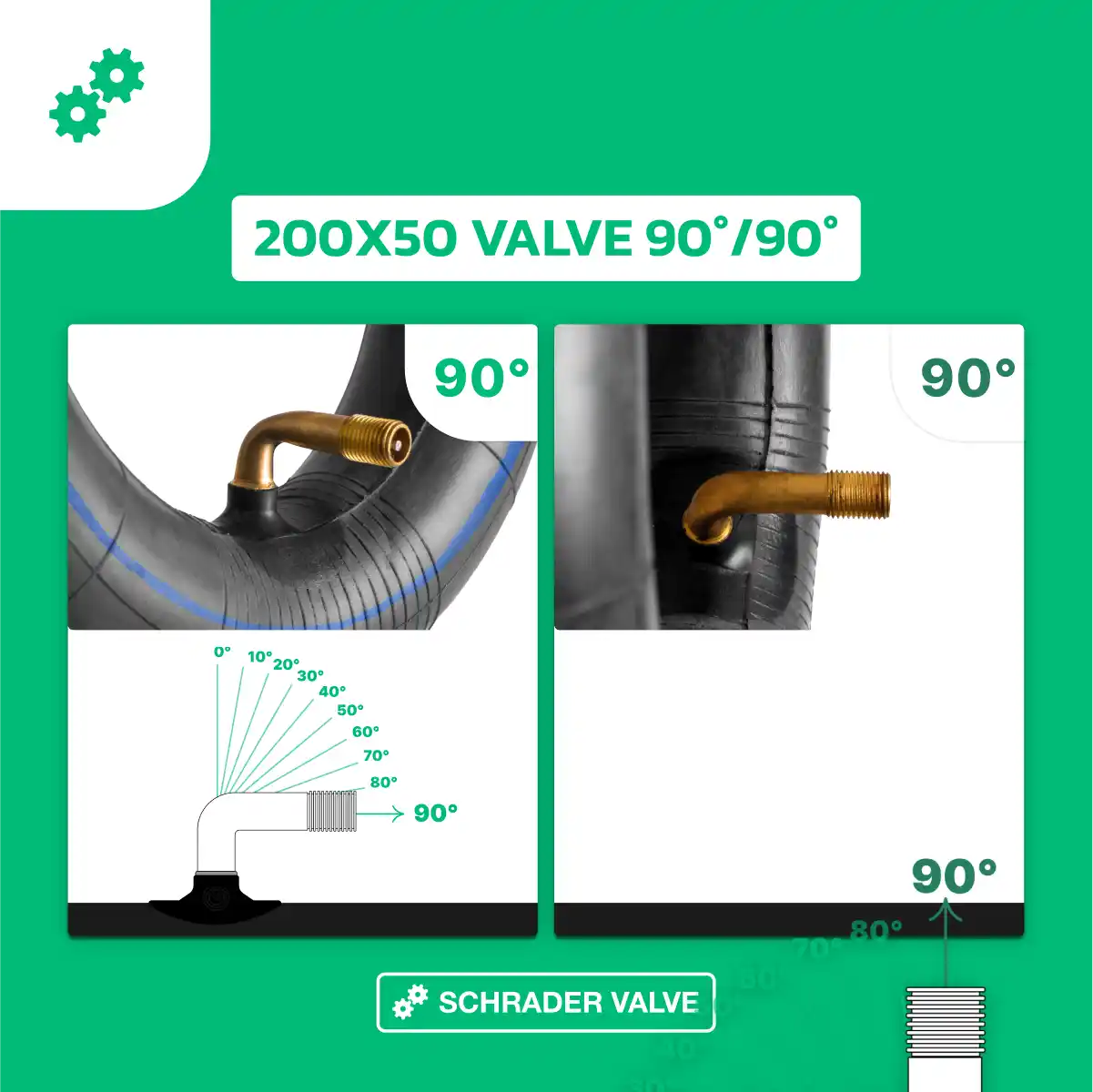 Inner tube electric scooter bent valve 200 x 50