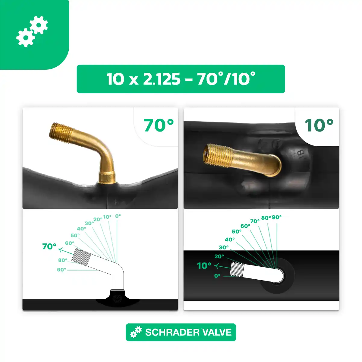 Scooter tyre inner tube 10x2.125 bent valve