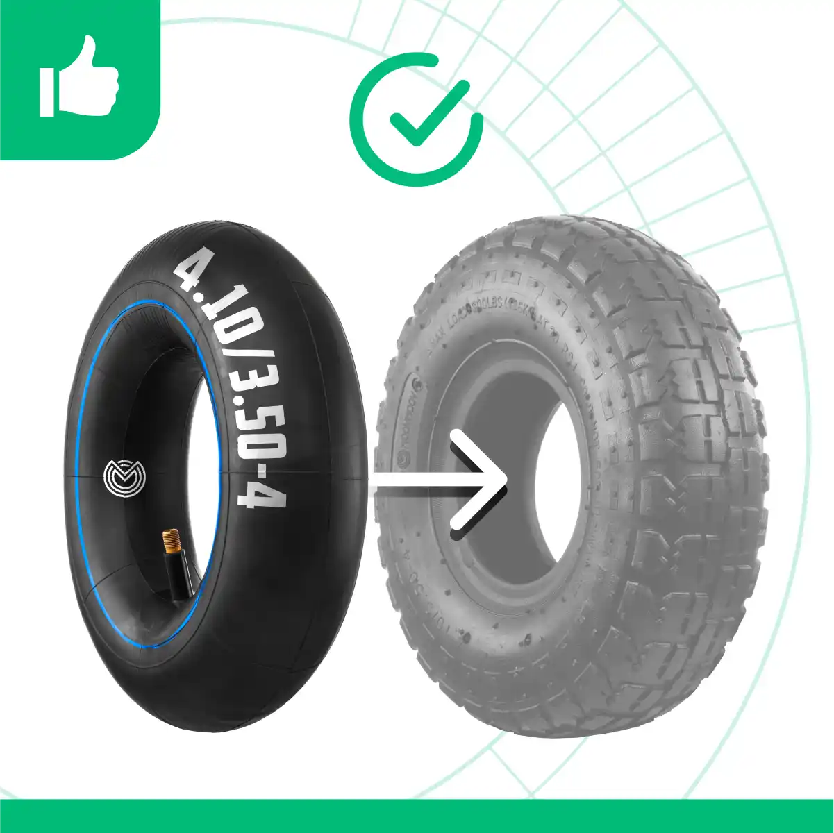 Inner tubes 4.10/3.50-4 trolley straight valve