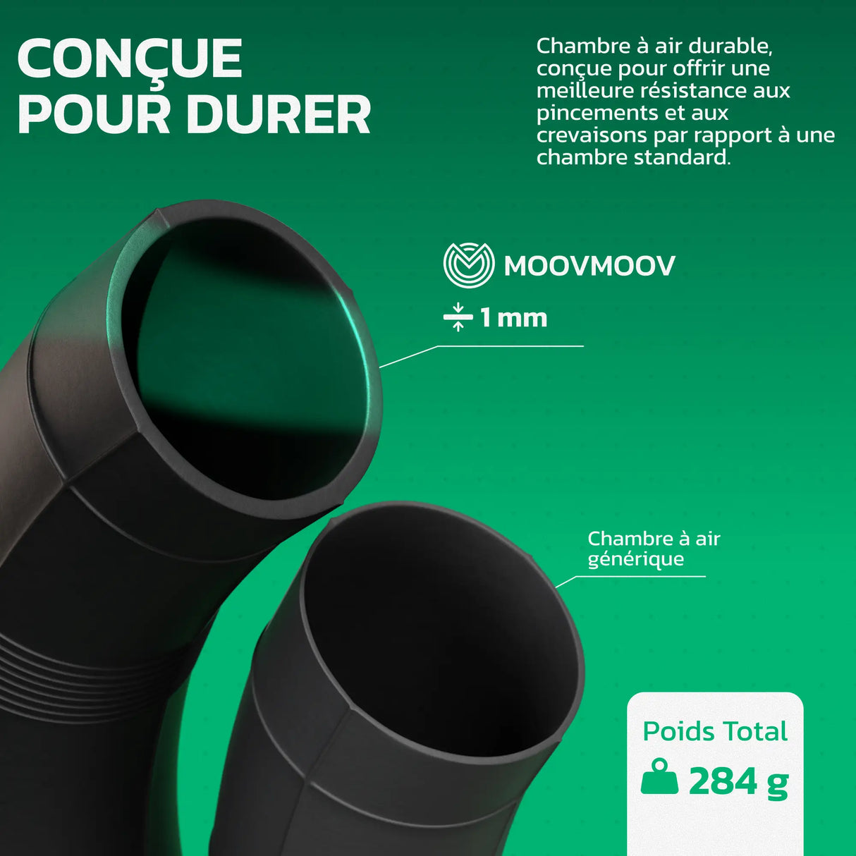 Chambre à air moto 12 pouces en caoutchouc butyle renforcé MoovMoov