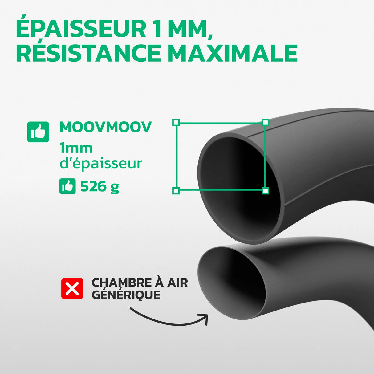 Chambre à air 24x4.0 Fatbike en caoutchouc butyle renforcé MoovMoov
