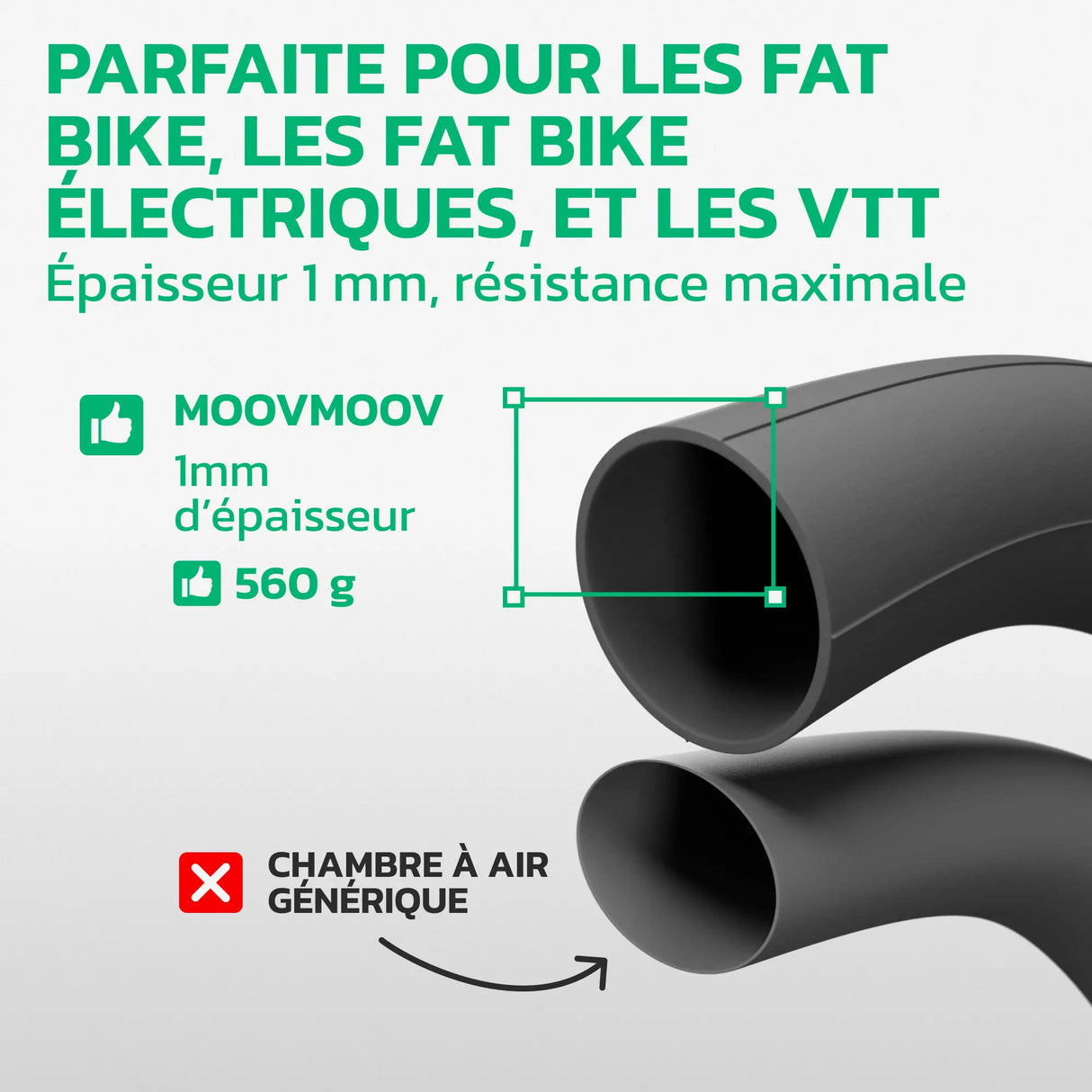 Chambre à air 27,5 pouces en caoutchouc butyle renforcé MoovMoov
