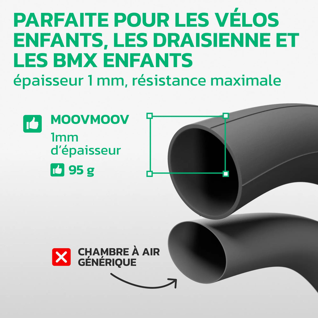 Chambre à air 12 pouces en caoutchouc renforcé MoovMoov