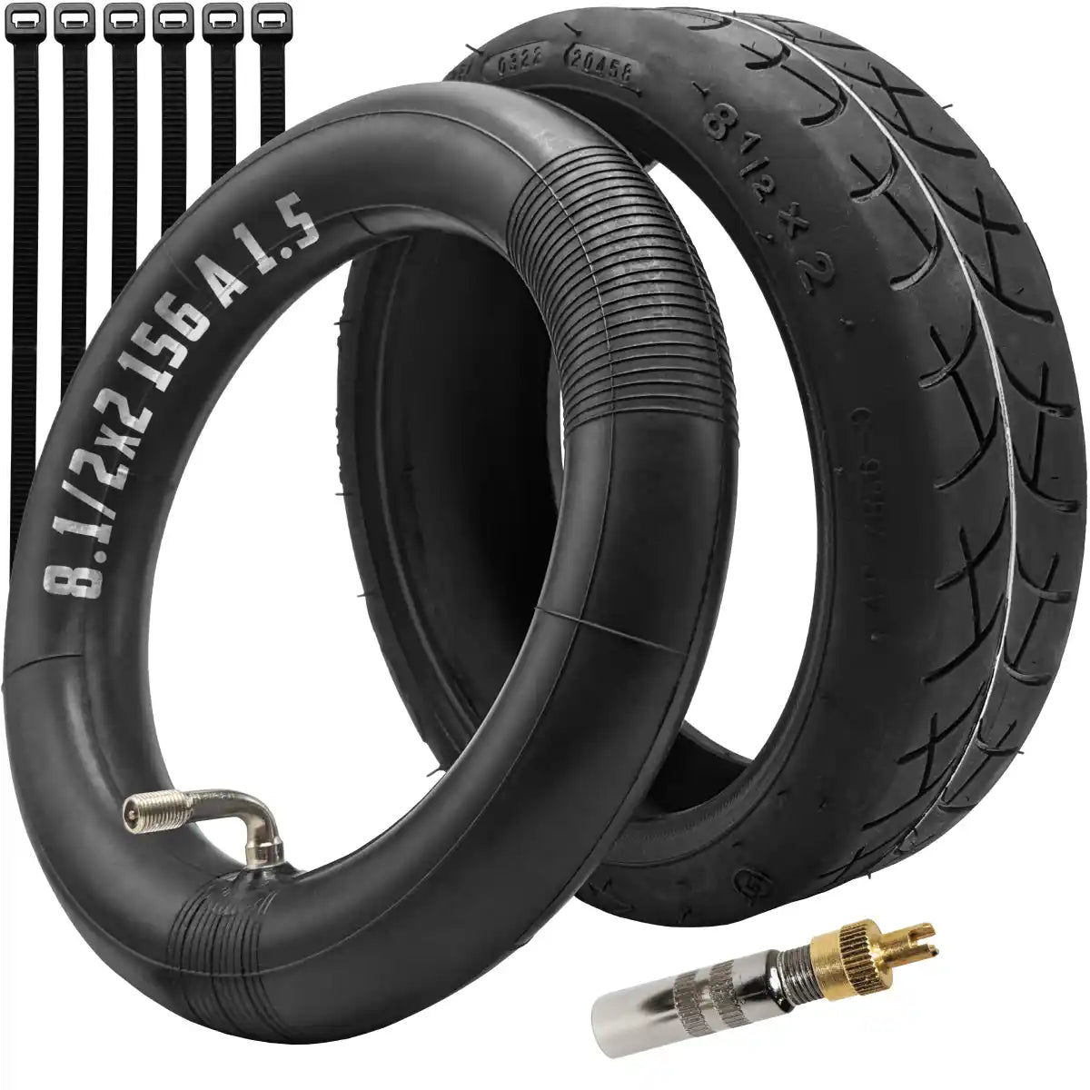 8.5x2 tyre kit with a bent valve inner tube 110 90
