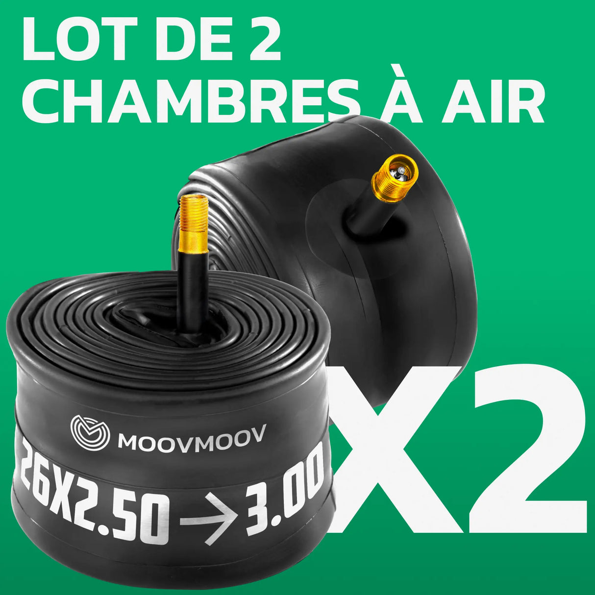 Lot de 2 chambres à air 26 pouces MoovMoov