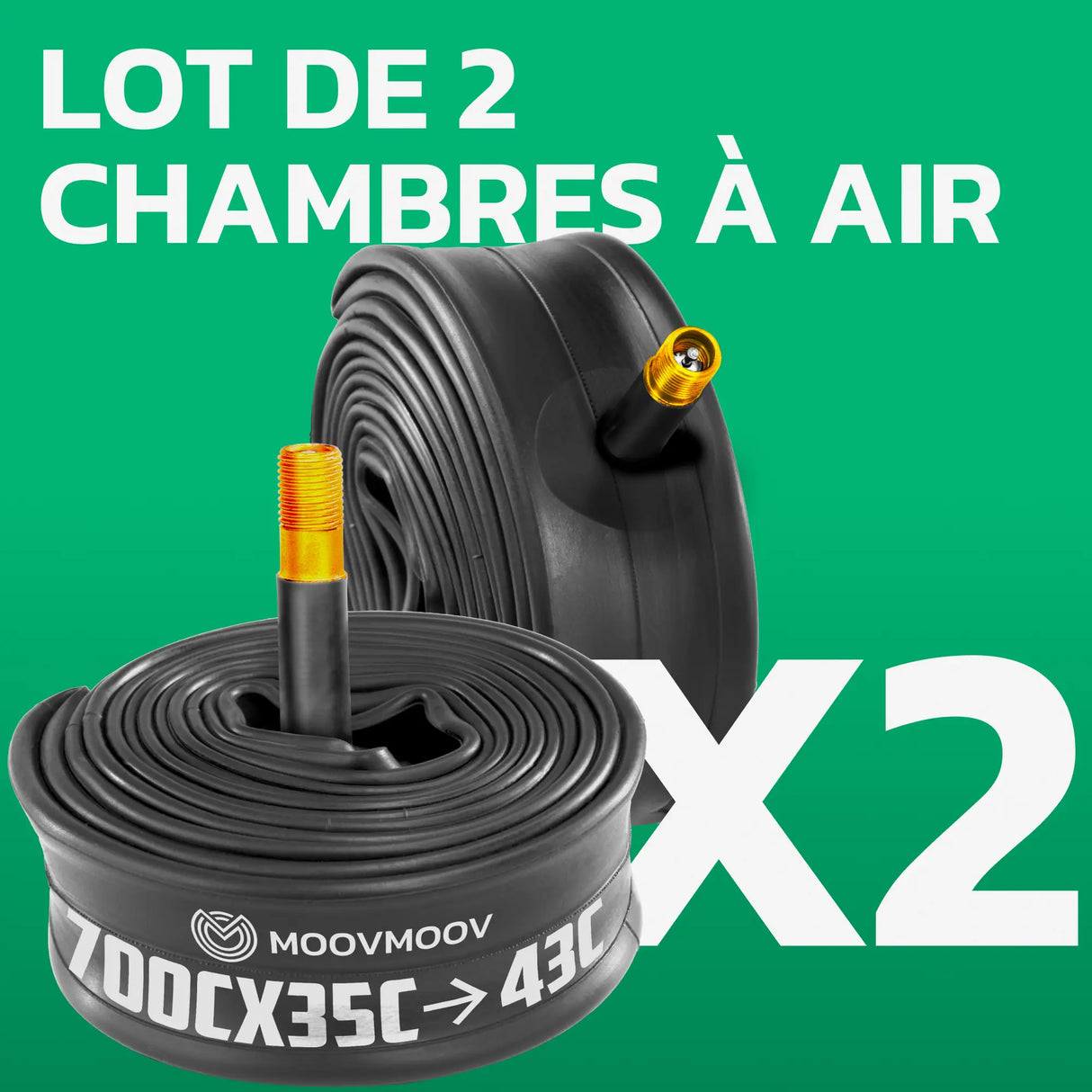 Lot de 2 chambres Ă air 700C MoovMoov