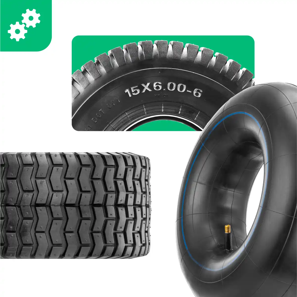 Tyre 15x6.00-6 with inner tube straight valve mower