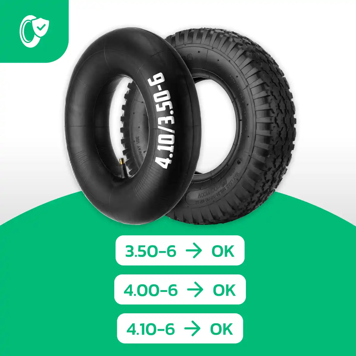 Wheelbarrow tyre 3.50-6 with inner tube straight valve