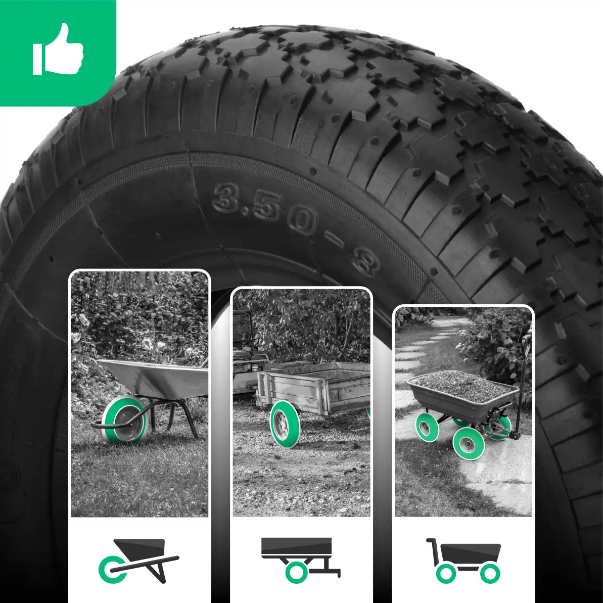 Tyre 3.50-8 wheelbarrow with inner tube straight valve