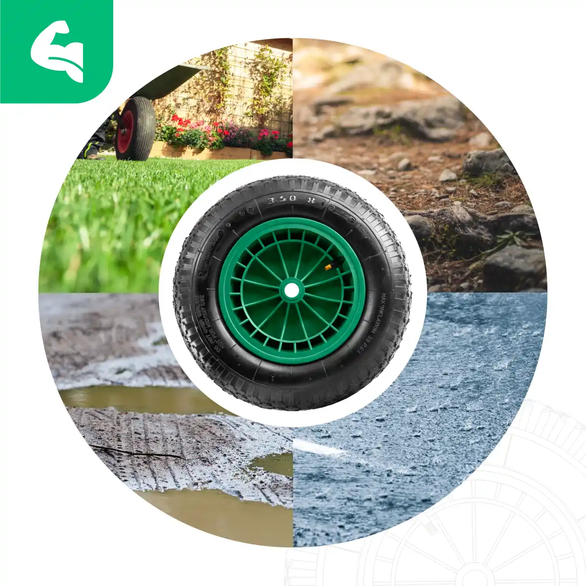 Tyre 3.50-8 PVC rim bore 20mm