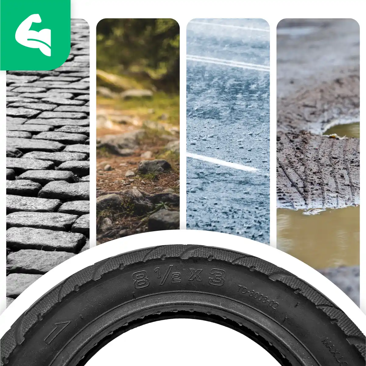 Inflatable tyre 8 1/2x3 electric scooter