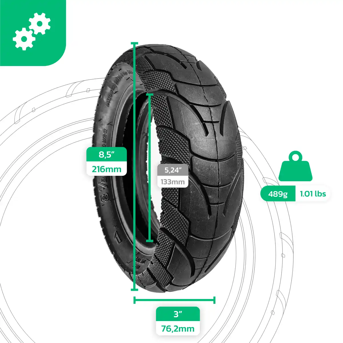 Inflatable tyre 8 1/2x3 scooter