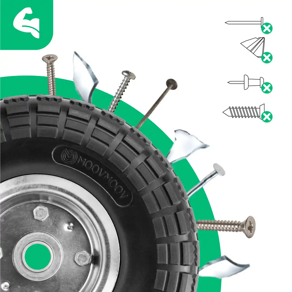 Puncture-proof tyre 4.10/3.50-4 sack truck bore 20mm