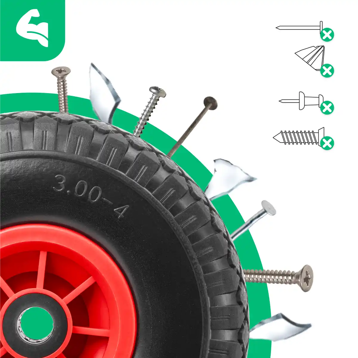 Solid tyre 3.00-4 compressor bore 20mm