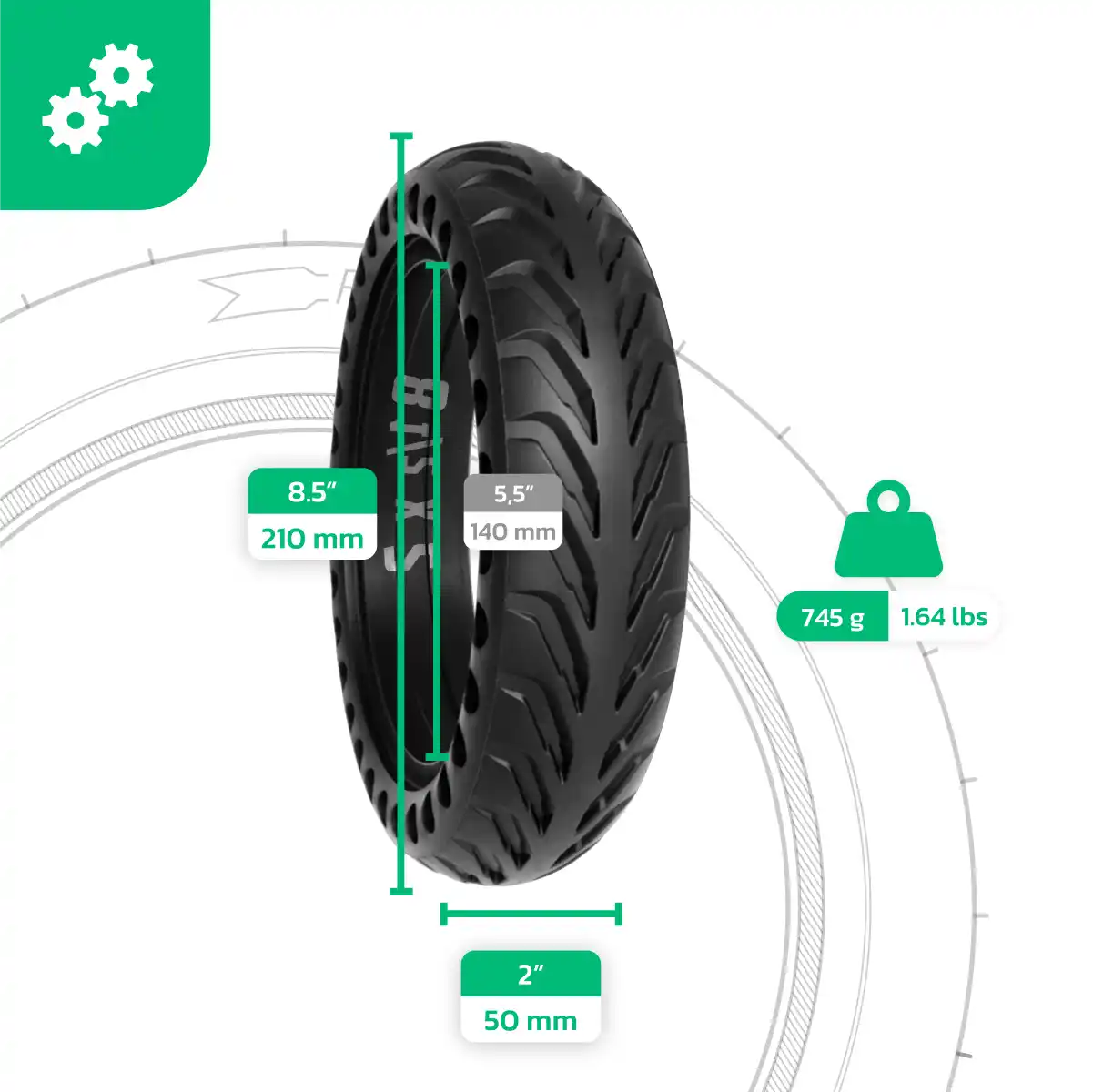 8 1/2x2 solid puncture-proof tyre
