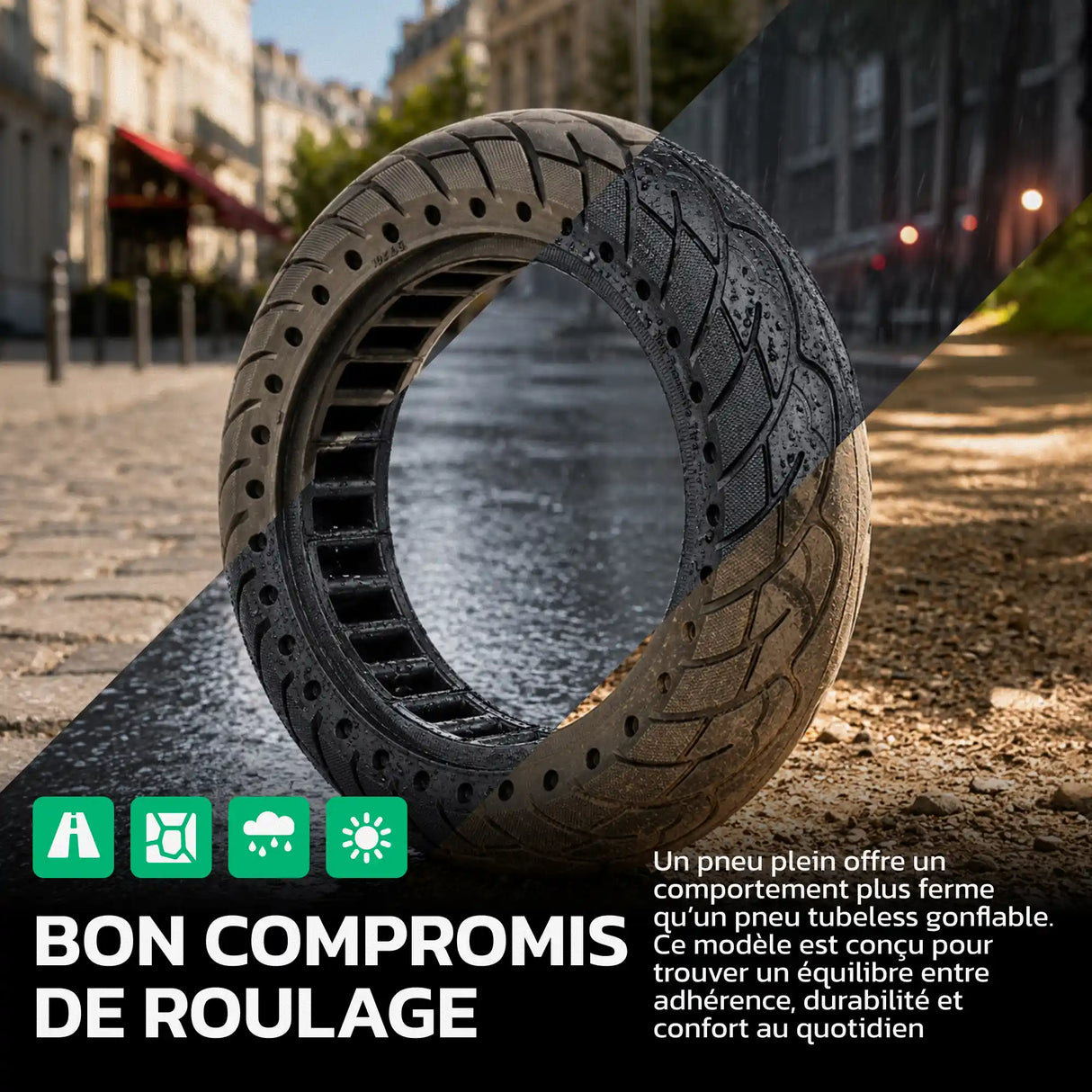 Pneu plein 10x2.5 pour trottinette MoovMoov