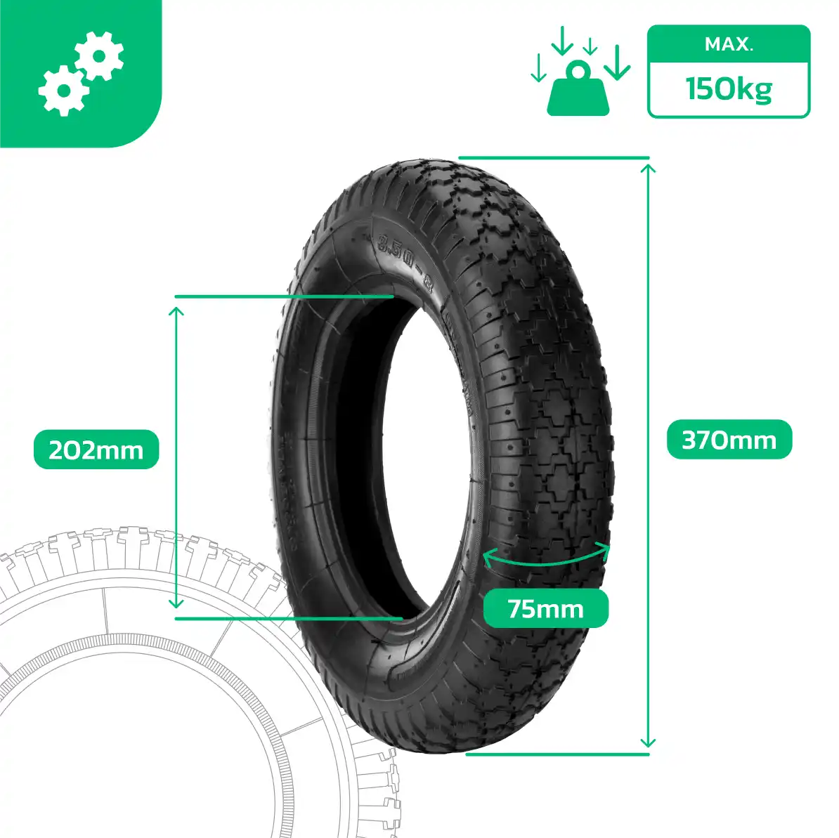 3.50-8 wheel garden wheelbarrow with right valve inner tube