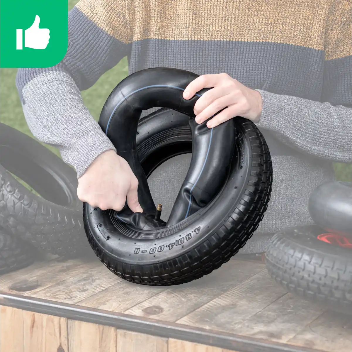 Wheelbarrow wheel 400x100 inner tube straight valve