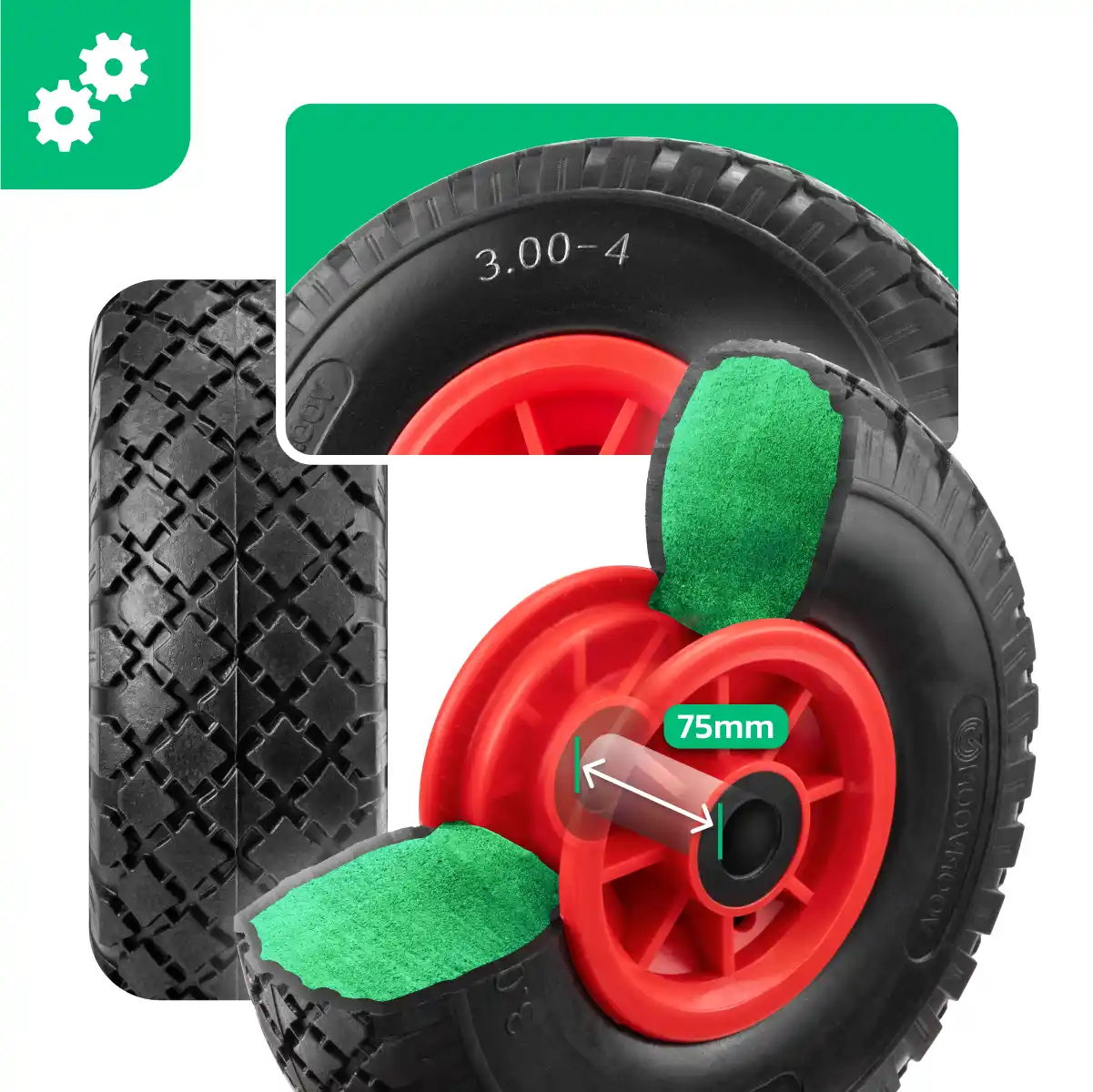 Puncture-proof wheel 3.00-4