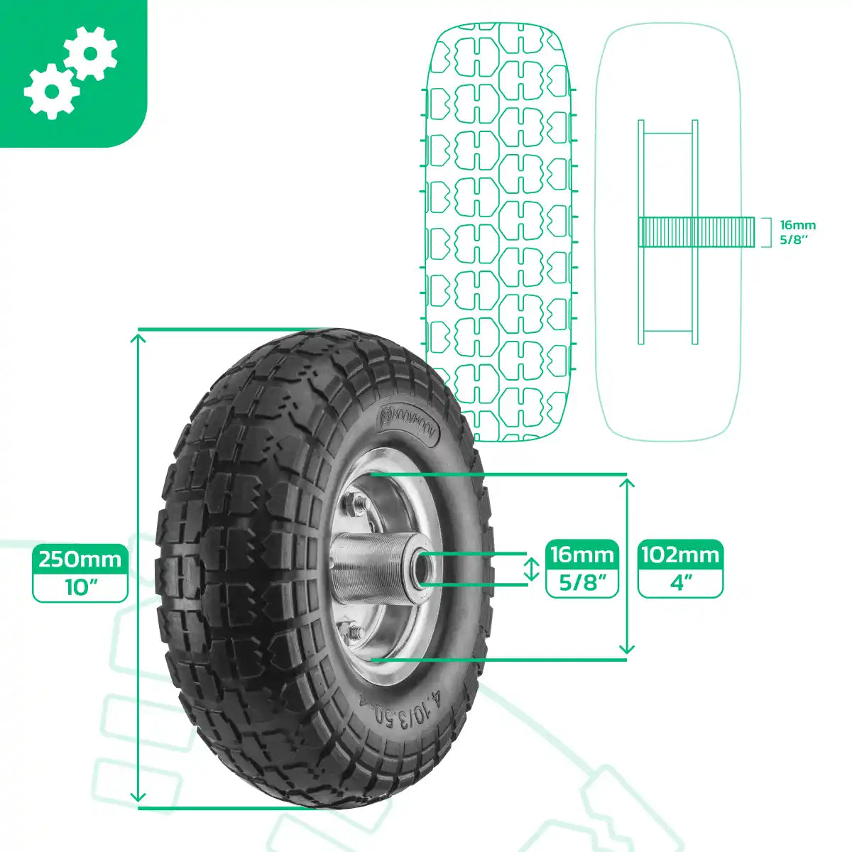 Puncture-proof wheel 4.10/3.50-4 sack truck steel rim