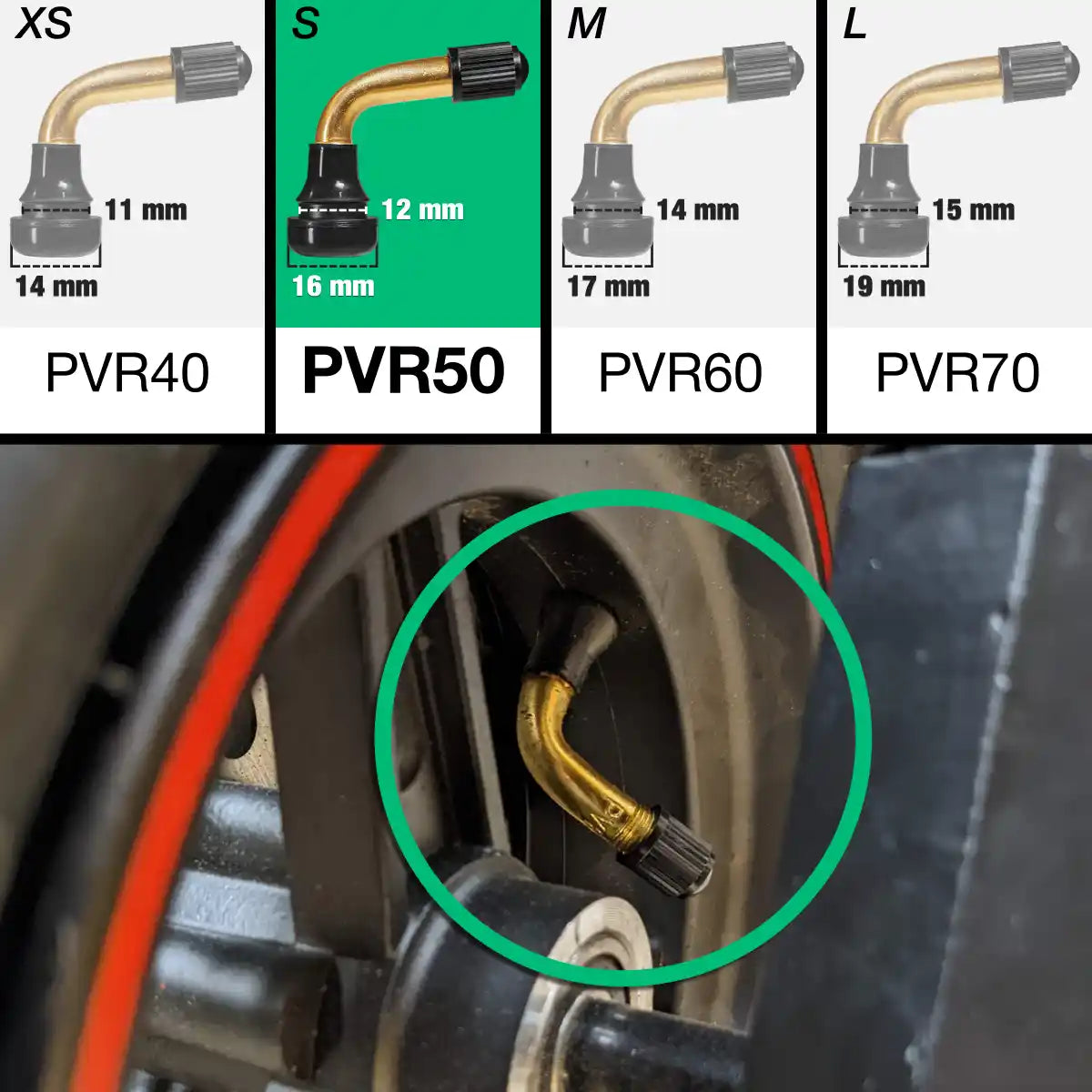 Bent tubeless scooter valve pvr50