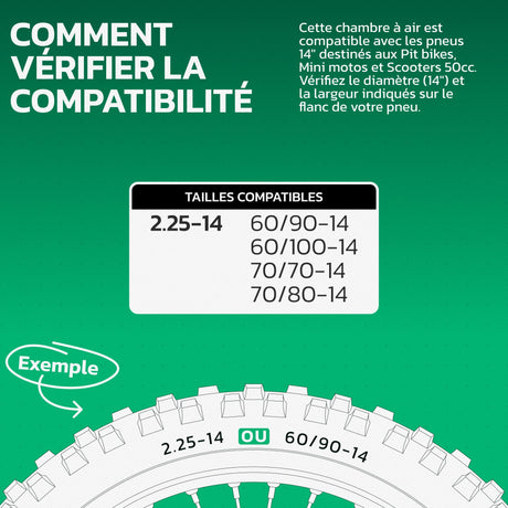 Chambre à air 2.25-14 valve droite (TR4)