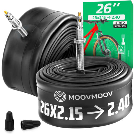 Chambre à air 26 pouces MoovMoov pour pneus de 26x2.15 à 26x2.40, valve Presta 40 mm