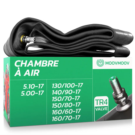Chambre à air 17 pouces MoovMoov pour pneus de 5.10-17 à 160/70-17, valve Schrader TR4