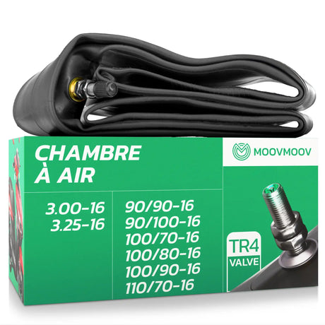Chambre à air moto 16 pouces MoovMoov pour pneus 90/90-16 à 3.25-16, valve TR4