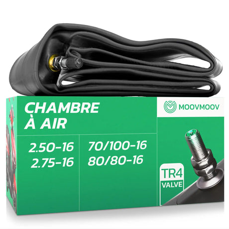 Chambre à air moto 16 pouces MoovMoov pour pneus 70/100-16, 80/80-16, 2.50-16 et 2.75-16, valve TR4