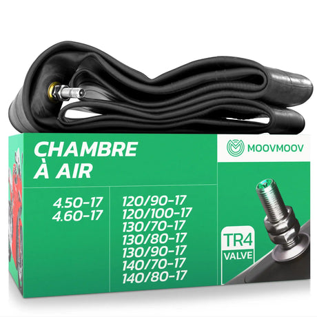 Chambre à air 17 pouces MoovMoov pour pneus de 120/90-17 à 4.60-17, valve Schrader TR4