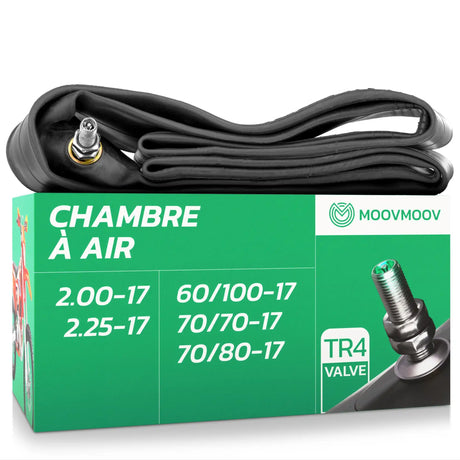 Chambre à air moto 17 pouces MoovMoov pour pneus de 60/100-17, 70/70-17, 70/80-17, 2.00-17 et 2.25-17, valve TR4