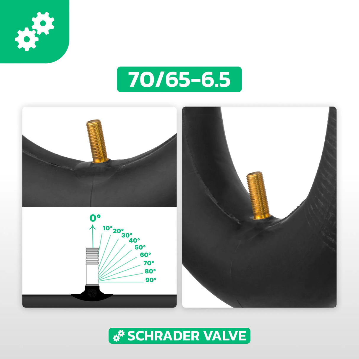 Valve Schrader coudée de Chambre à air 70/65-6.5 MoovMoov