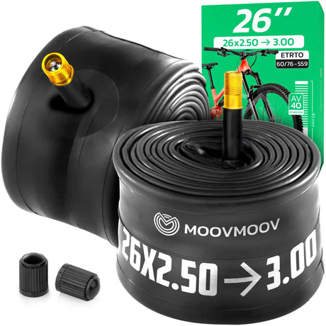 Chambre à air 26 pouces MoovMoov pour pneus de 26x2.50 à 26x3.00, valve Schrader 40 mm