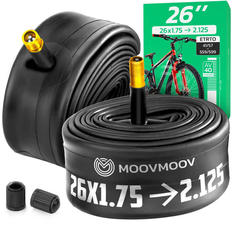 Chambre à air 26 pouces MoovMoov pour pneus de 26x1.75 à 26x2.125, valve Schrader 40 mm