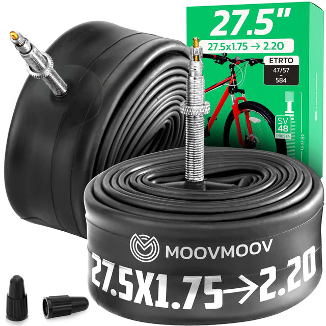 Chambre à air 27,5 pouces MoovMoov pour pneus de 27.5x1.75 à 27.5x2.20, valve Presta 48 mm