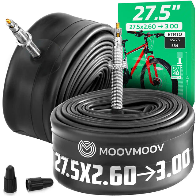 Chambre à air 27,5 pouces MoovMoov pour pneus de 27.5x2.60 à 27.5x3.0, valve Presta 48 mm